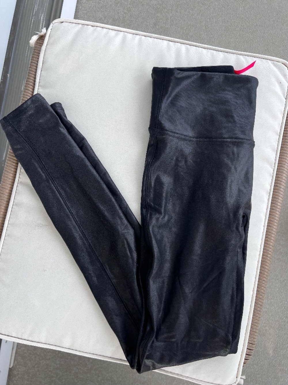 Spanx leggings in black shimmer / metallic